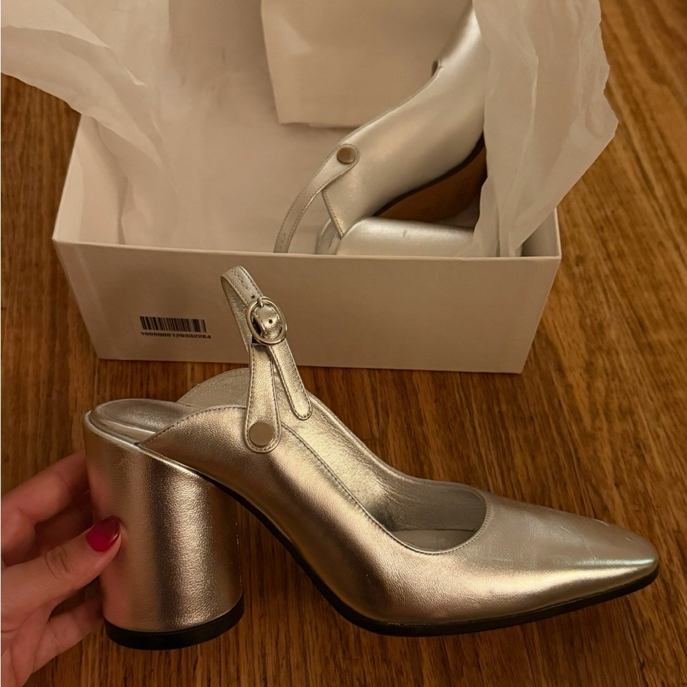 MM6 Maison Martin Margiela Silver Slingback Heels